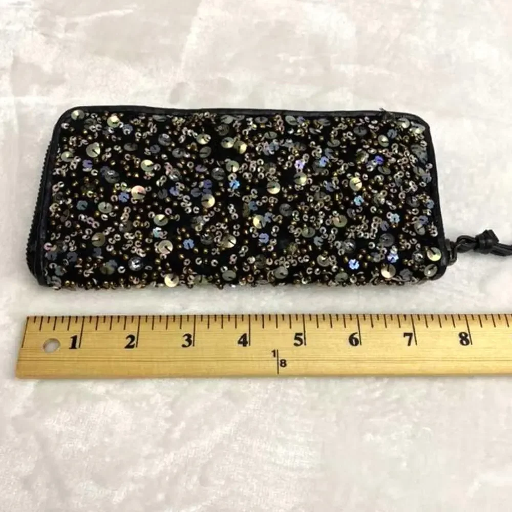 All Saints Sequin and Leather wallet Women’s Brown